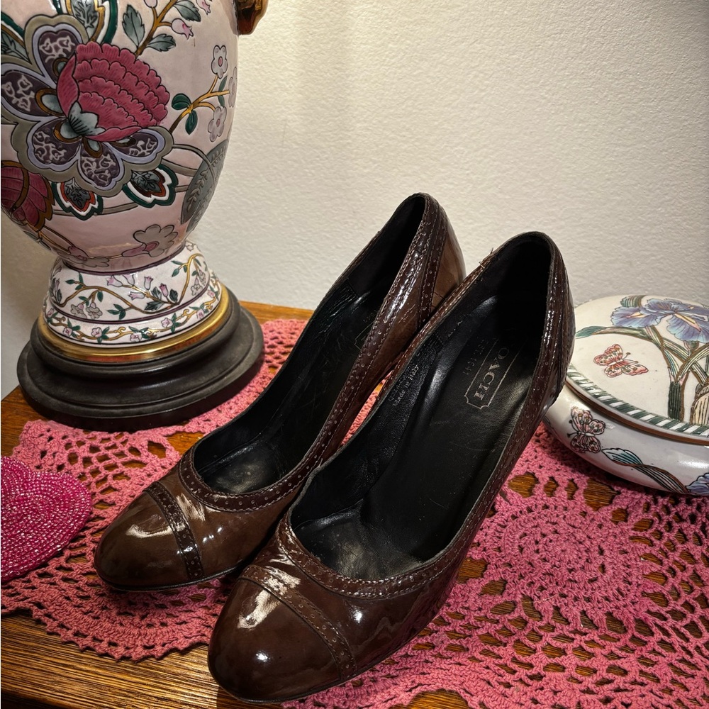 Coach Brown Patent Leather Shoes